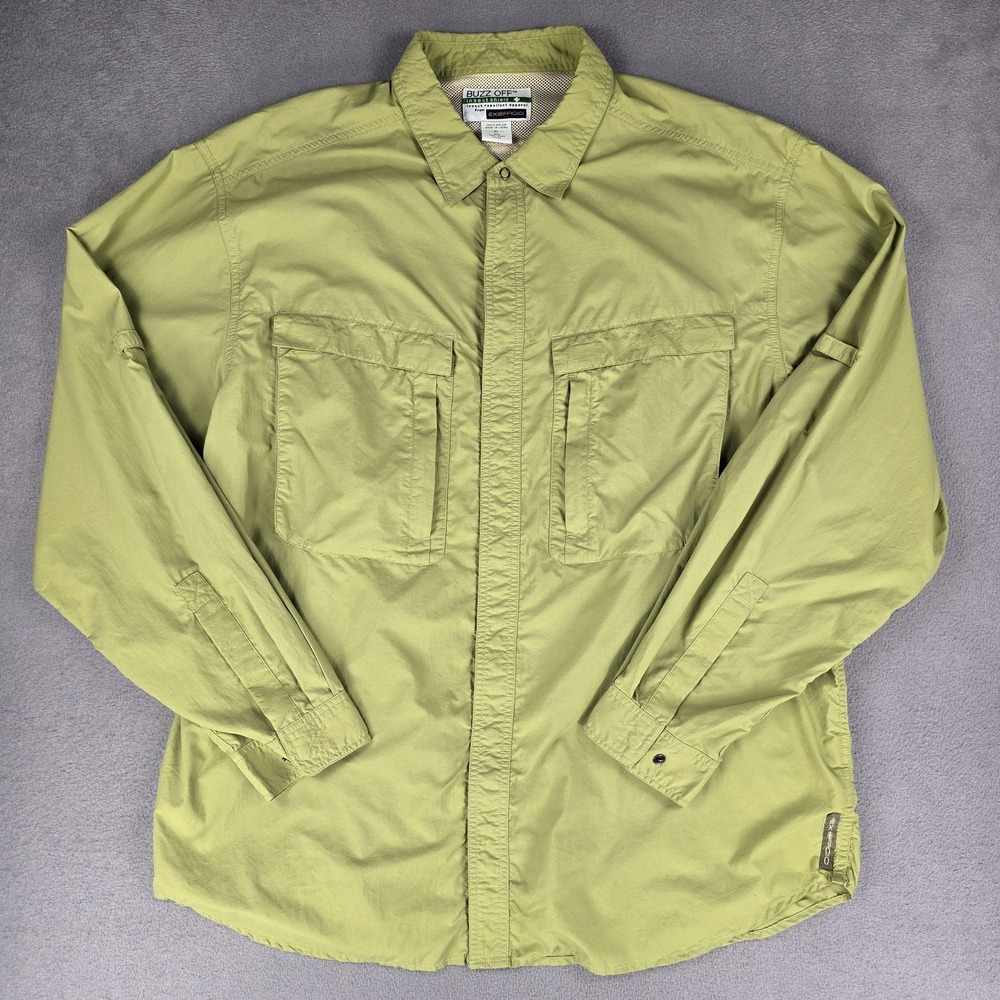 ExOfficio Buzz Off Shirt Mens XL Green Long Sleeve Nylon Hiking Travel Outdoor